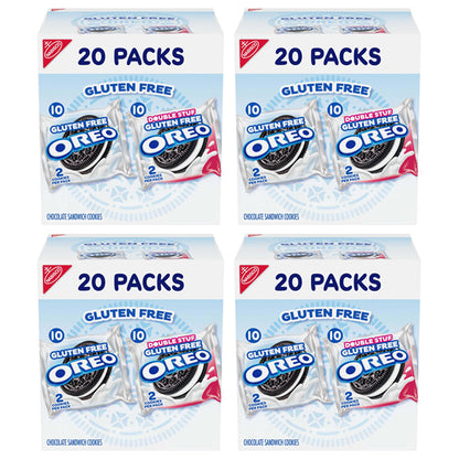 4 Pack - OREO Gluten Free Original & Double Stuf Chocolate Sandwich Cookies Snack Packs 20 Count