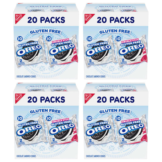 4 Pack - OREO Gluten Free Original & Double Stuf Chocolate Sandwich Cookies Snack Packs 20 Count