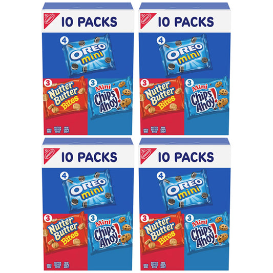 4 Pack - NABISCO Nutter Butter, Oreo, Chips Ahoy! Mini Cookie Variety Snack Pack 10 Count Each