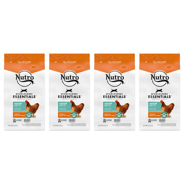 4 Pack - Nutro Wholesome Essentials Adult Indoor Cat Food Chicken & Brown Rice 5lb