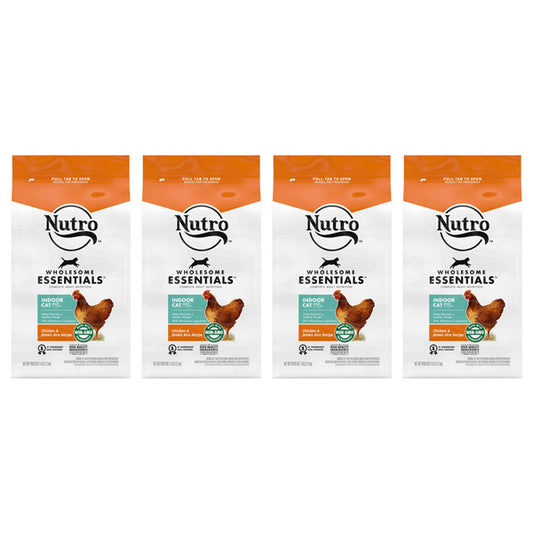 4 Pack - Nutro Wholesome Essentials Adult Indoor Cat Food Chicken & Brown Rice 5lb