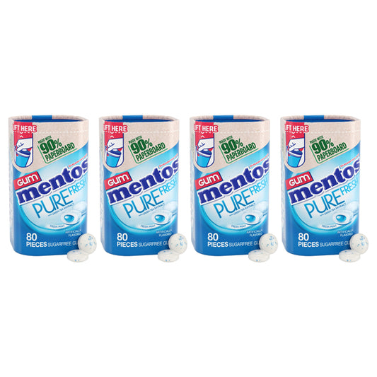 2 Pack - Mentos Pure Fresh Sugar-Free Chewing Gum with Xylitol Fresh Mint 80 Count Each