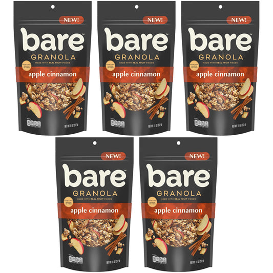 5 Pack - Bare Granola Apple Cinnamon 7g Fiber Whole Grains Real Fruit 11oz