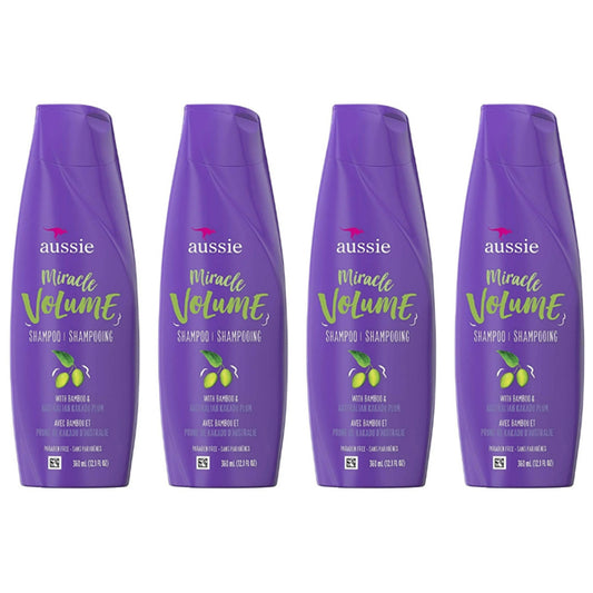 4 Pack - Aussie Miracle Volume Shampoo with Bamboo Plum 12.1oz