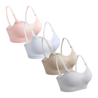 GXXGE 4Pack Large Push Up Silk Seamless Nursing Bra for Breastfeeding Maternity