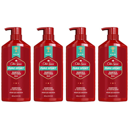 4 Pack - Old Spice Pure Sport 2in1 Shampoo & Conditioner for Men 22oz