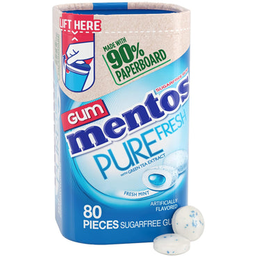 2 Pack - Mentos Pure Fresh Sugar-Free Chewing Gum with Xylitol Fresh Mint 80 Count Each