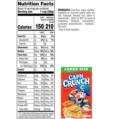 4 Pack - Cap'n Crunch Cereal Original Boxes 18oz