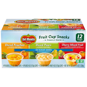 4 Pack - Del Monte Fruit Cup Snacks Variety Pack with No Added Sugar 12x 4oz Cups Each Del Monte