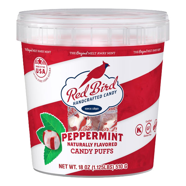 4 Pack - Red Bird Soft Peppermint Candy Mint Puffs Individually Wrapped 18oz tub Deal Society