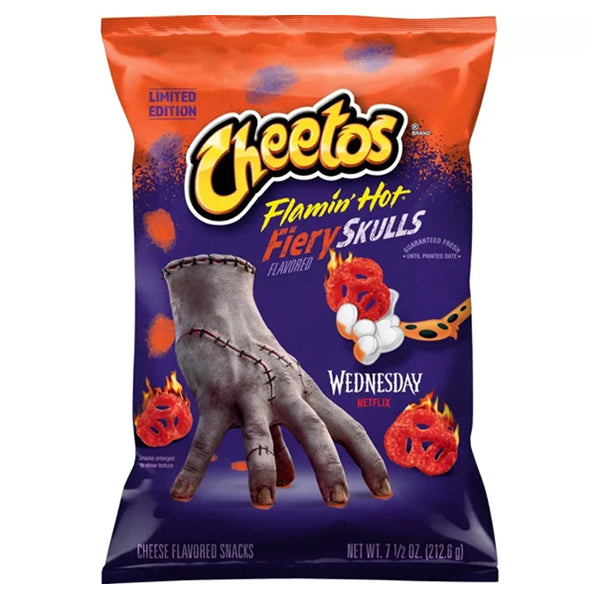 4 Pack - Cheetos Flamin' Hot Fiery Skulls Wednesday Netflix Cheese Snacks 7.5oz