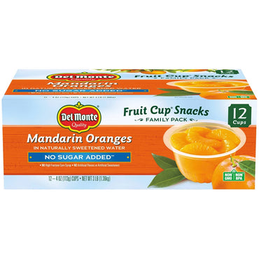 4 Pack - Del Monte No Sugar Added Mandarin Oranges Fruit Cup Snacks 12ct Each Del Monte