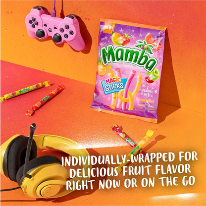 4 Pack - Mamba Magic Sticks 2 Flavors in 1 Fruit Chews Candy 6.3oz