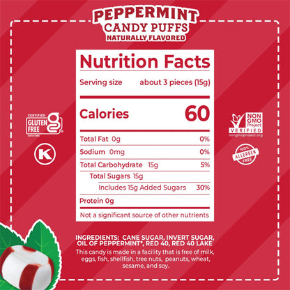 4 Pack - Red Bird Soft Peppermint Candy Mint Puffs Individually Wrapped 18oz tub Deal Society