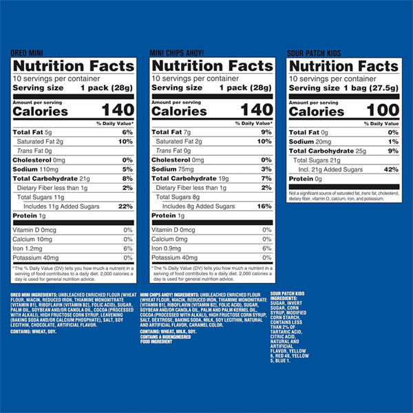 4 Pack - Nabisco Variety Pack SOUR PATCH KIDS, OREO Mini, Mini CHIPS AHOY 30ct