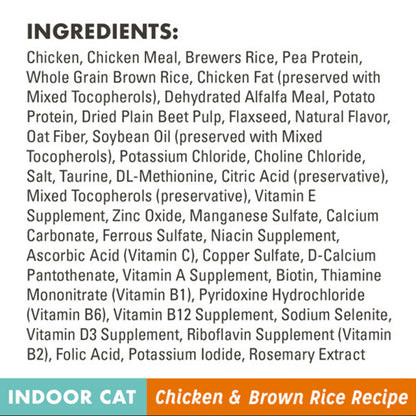 4 Pack - Nutro Wholesome Essentials Adult Indoor Cat Food Chicken & Brown Rice 5lb