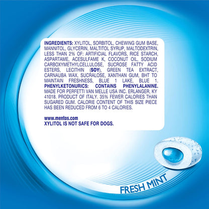 2 Pack - Mentos Pure Fresh Sugar-Free Chewing Gum with Xylitol Fresh Mint 80 Count Each