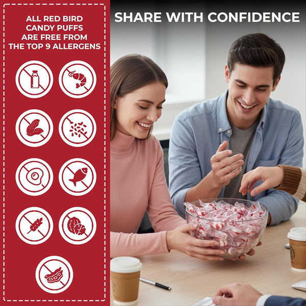 4 Pack - Red Bird Soft Peppermint Candy Mint Puffs Individually Wrapped 18oz tub Deal Society
