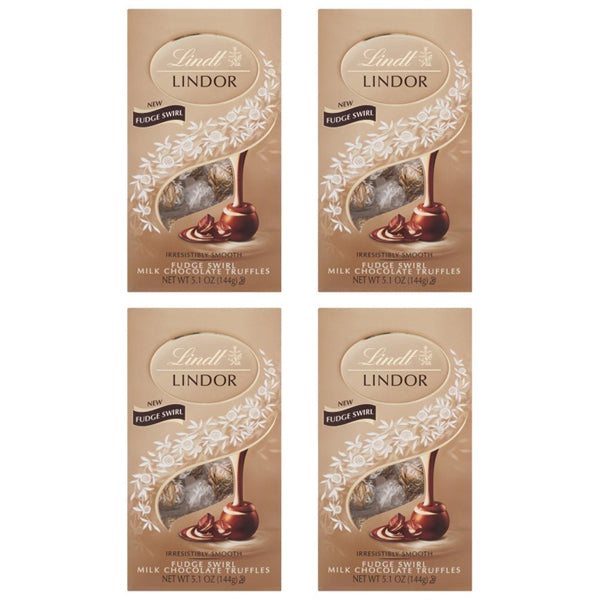 4 Pack - Lindt Lindor Milk Chocolate Truffles Fudge Swirl, 5.1 OZ