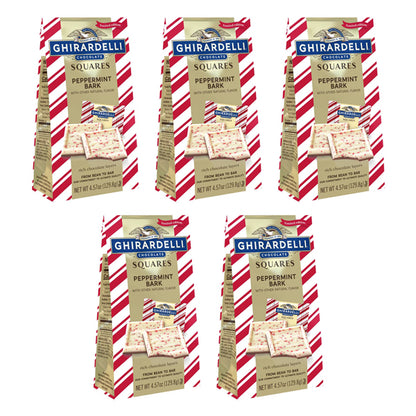 5 Pack - Ghirardelli Peppermint Bark Chocolate Squares 4.57oz