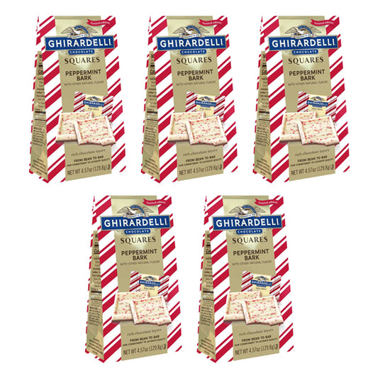 5 Pack - Ghirardelli Peppermint Bark Chocolate Squares 4.57oz