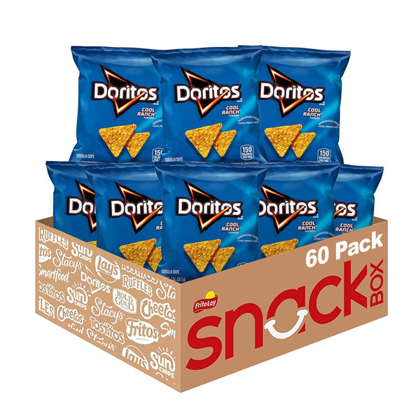 60 Pack - Doritos Cool Ranch Flavored Tortilla Chips 1oz Bags