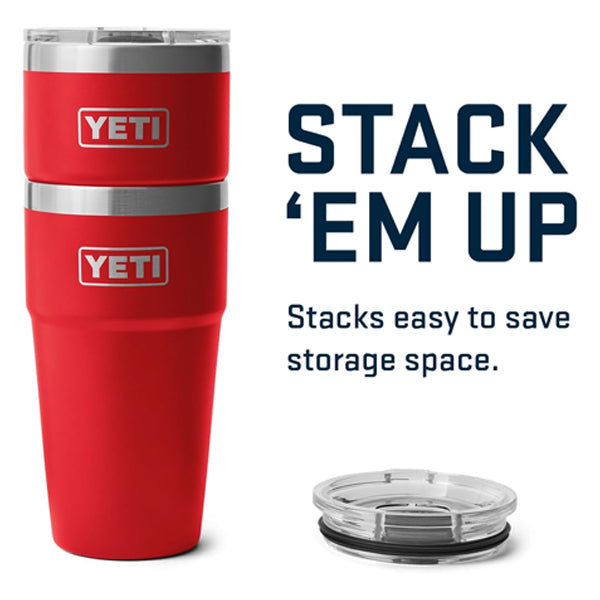 YETI Rambler 20 oz Stackable Tumbler, Stainless Steel, Vacuum Insulated with MagSlider Lid - Rescue Red YETI