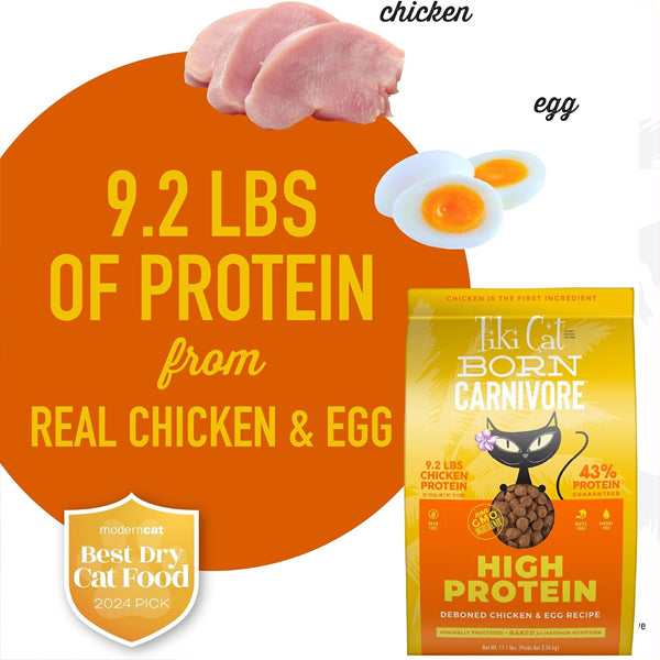Tiki Cat Born Carnivore High Protein Deboned Chicken & Egg Cat Food 11.1 lbs Tiki Cat