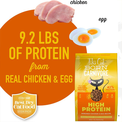 Tiki Cat Born Carnivore High Protein Deboned Chicken & Egg Cat Food 11.1 lbs Tiki Cat