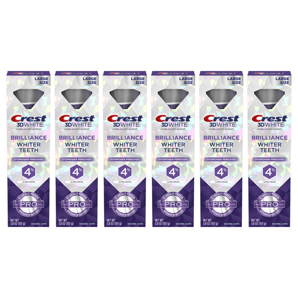 6 Pack - Crest 3D White Brilliance Pro Ultra Teeth Whitening Toothpaste 3oz
