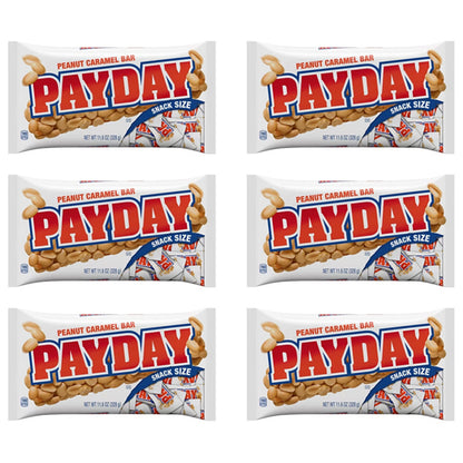 6 Pack - Payday Peanut Caramel Snack Size Candy Bars 11.6oz