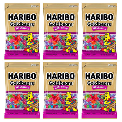 6 Pack - Haribo Wildberry Goldbears Gummy Candy 8oz Bags