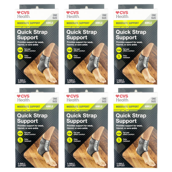 6 Pack - CVS Health Quick Strap Ankle Support Moderate Support One Size CVS