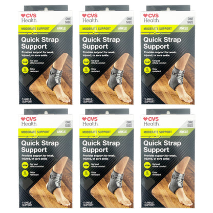 6 Pack - CVS Health Quick Strap Ankle Support Moderate Support One Size CVS