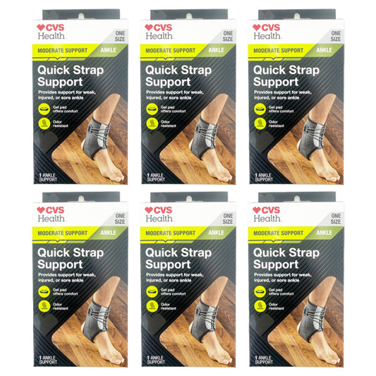 6 Pack - CVS Health Quick Strap Ankle Support Moderate Support One Size CVS