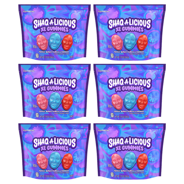 6 Pack - SHAQ-A-LICIOUS XL Gummies Original Flavor Chewy Candy Bag, 11.8 oz SHAQ-A-LICIOUS
