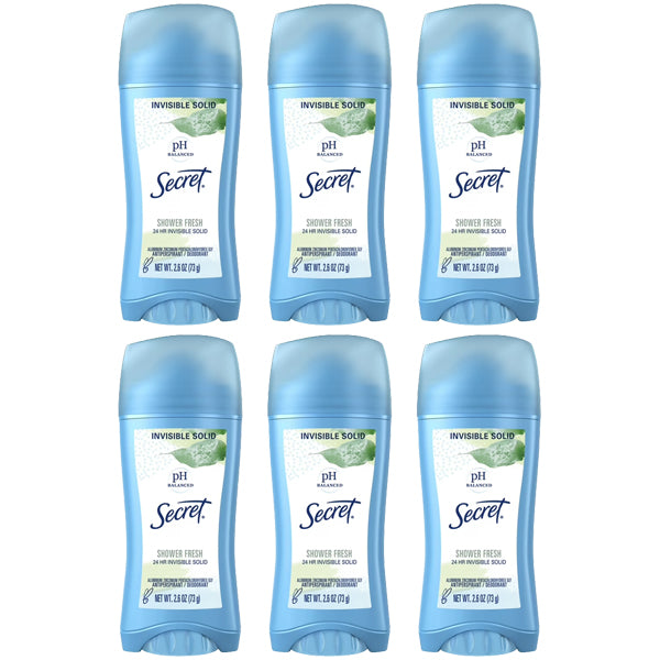 6 Pack - Secret Antiperspirant and Deodorant for Women Shower Fresh Scent 2.6 oz Secret
