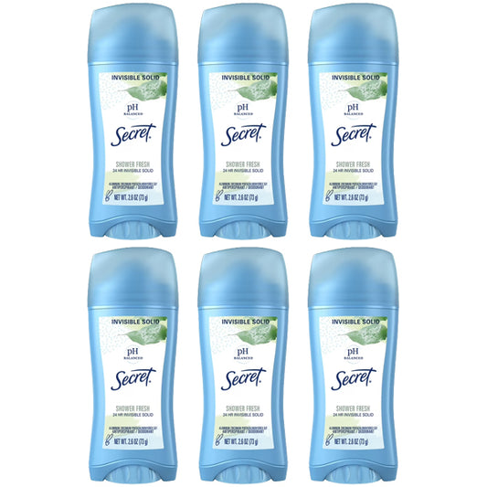 6 Pack - Secret Antiperspirant and Deodorant for Women Shower Fresh Scent 2.6 oz Secret