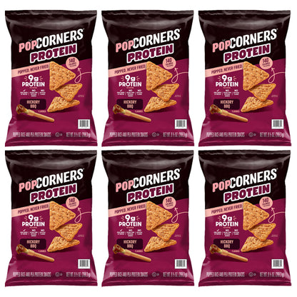 6 Pack - PopCorners Protein Hickory BBQ Flavored Crisps 9.5oz PopCorners