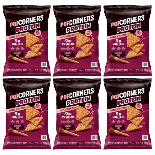 6 Pack - PopCorners Protein Hickory BBQ Flavored Crisps 9.5oz PopCorners