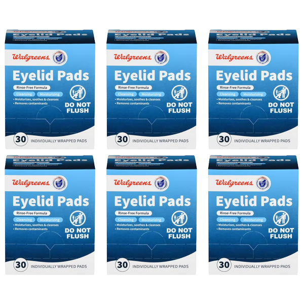 6 Pack - Walgreens Eyelid Pads, Rinse-Free Formula 30 Count Walgreens