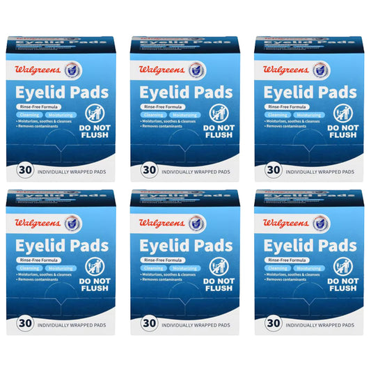 6 Pack - Walgreens Eyelid Pads, Rinse-Free Formula 30 Count Walgreens