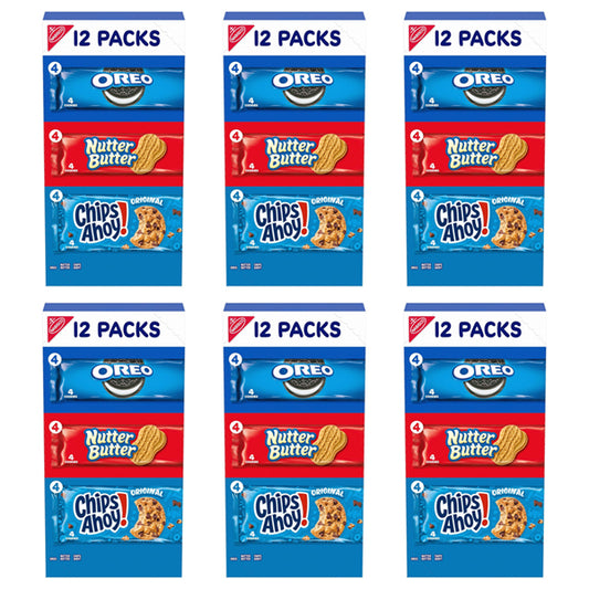 6 Pack - Nabisco Cookie Variety Pack OREO Nutter Butter Chips Ahoy 12 Snack Packs Each