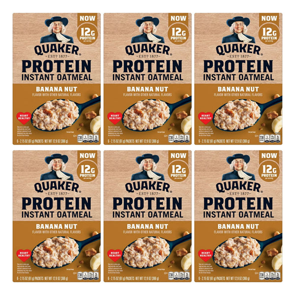 6 Pack - Quaker Protein Instant Oatmeal Banana Nut 12.9 oz