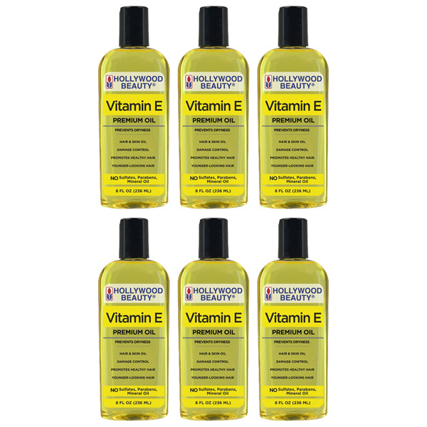6 Pack - Hollywood Beauty Vitamin E Hair Scalp and Skin Oil 8oz