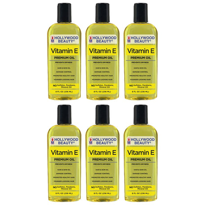 6 Pack - Hollywood Beauty Vitamin E Hair Scalp and Skin Oil 8oz