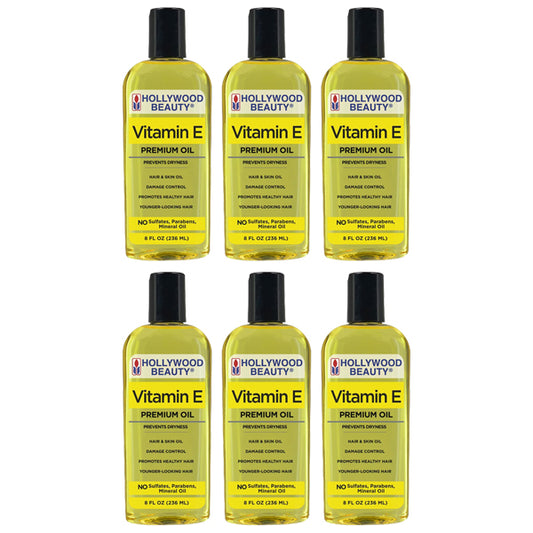 6 Pack - Hollywood Beauty Vitamin E Hair Scalp and Skin Oil 8oz