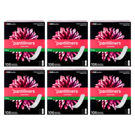 6 Pack - CVS Health Unscented Panty Liners Long 106 Count Each