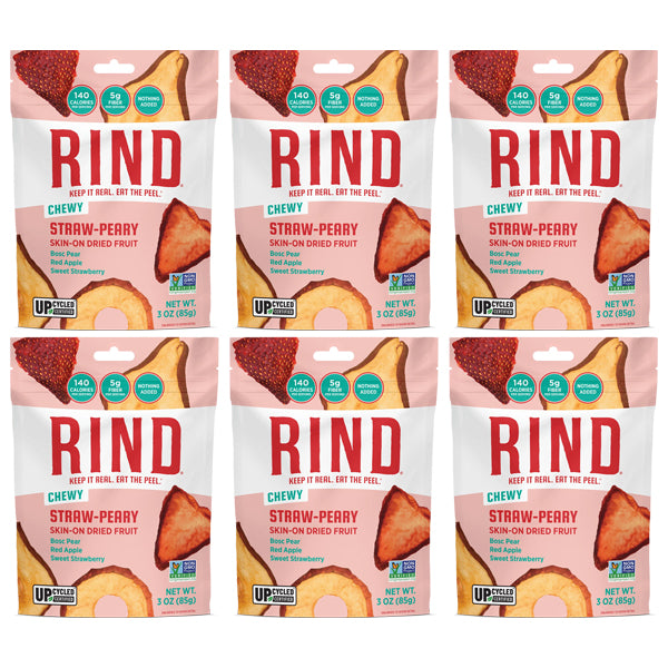 6 Pack - RIND Snacks Straw-Peary Blend Sun-Dried Skin On Superfruit Snack 3oz RIND