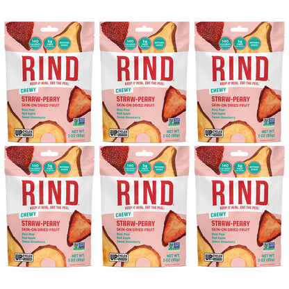 6 Pack - RIND Snacks Straw-Peary Blend Sun-Dried Skin On Superfruit Snack 3oz RIND